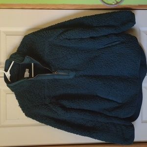 Teal faux sherpa with kangaroo pocket, NWT